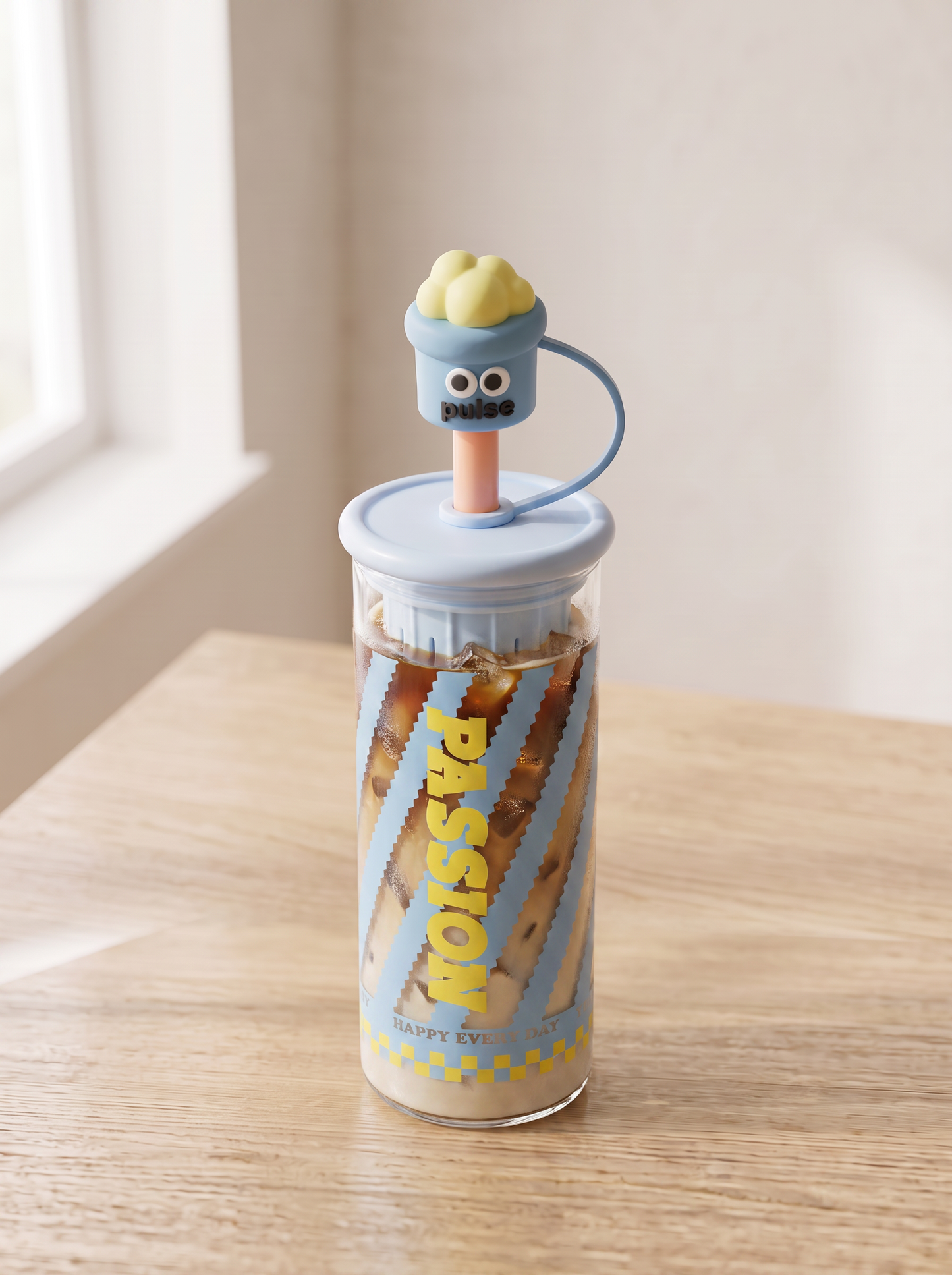 Passion Glass Iced Coffee Tumbler with Straw