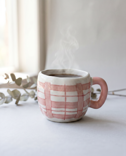 Shein Pink Check Mug