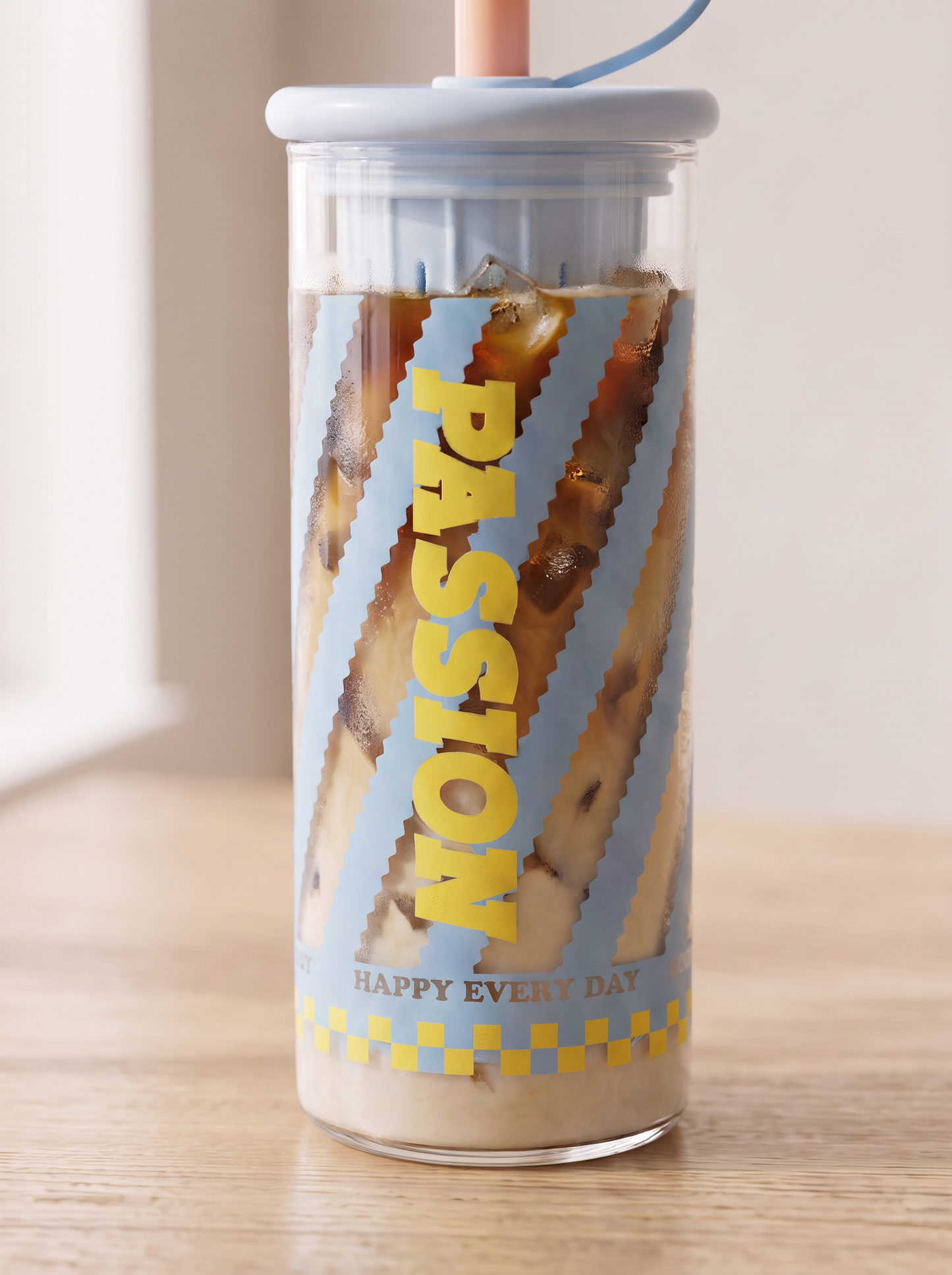 Passion Glass Iced Coffee Tumbler with Straw