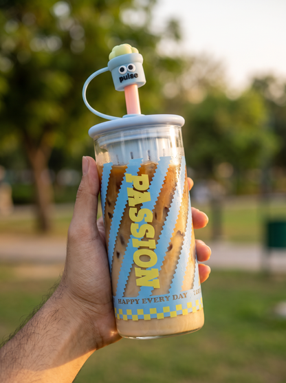 Passion Glass Iced Coffee Tumbler with Straw